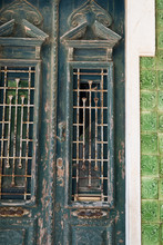 Old Weathered Green Door