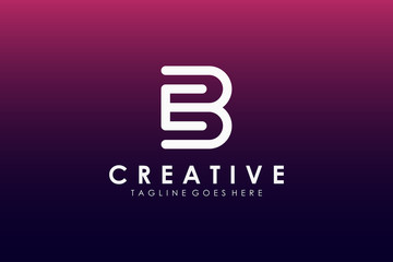 Poster - Abstract Initial Letter E and B Logo. White Linear Rounded Letter Linked Style isolated on Gradient Background. Usable for Business and Technology Logos. Flat Vector Logo Design Template Element.