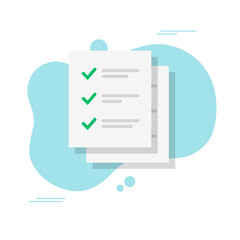 Fototapete - Check list with checkmarks as to do task form vector or document exam test results flat cartoon, idea of questionnaire paper note with ticks and text