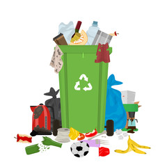 Poster - Cartoon Color Garbage Waste Concept Flat Design Style. Vector