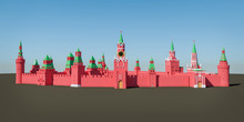 Panoramic View Of Moscow Kremlin From Red Square - 3d Rendered Illustration