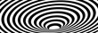 Vector abstract illustration of vortex with stripes. Trendy 3d background in op art style, optical illusion. Long horizontal banner