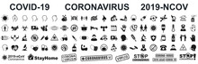 Set Corona Virus Icons. Concept With Symptoms And Protective Antivirus Icons Related To Coronavirus, 2019-nCoV, COVID-19 – Stock Vector