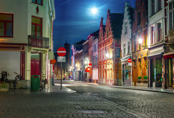 Poster - Night cityscape of Bruges