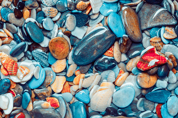 Poster - Beautiful colored sea stones. background for the designer