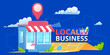 © annetdebar - Local seo banner, Map and shop in realistic view. Vector flat illustration