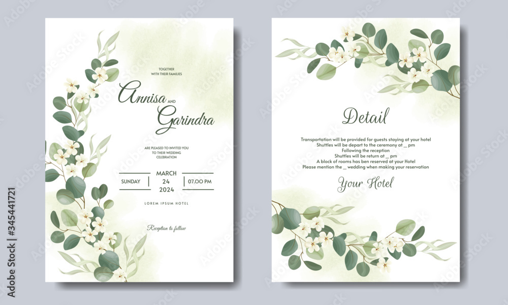Beautiful floral wreath wedding invitation card template Premium Vector ...