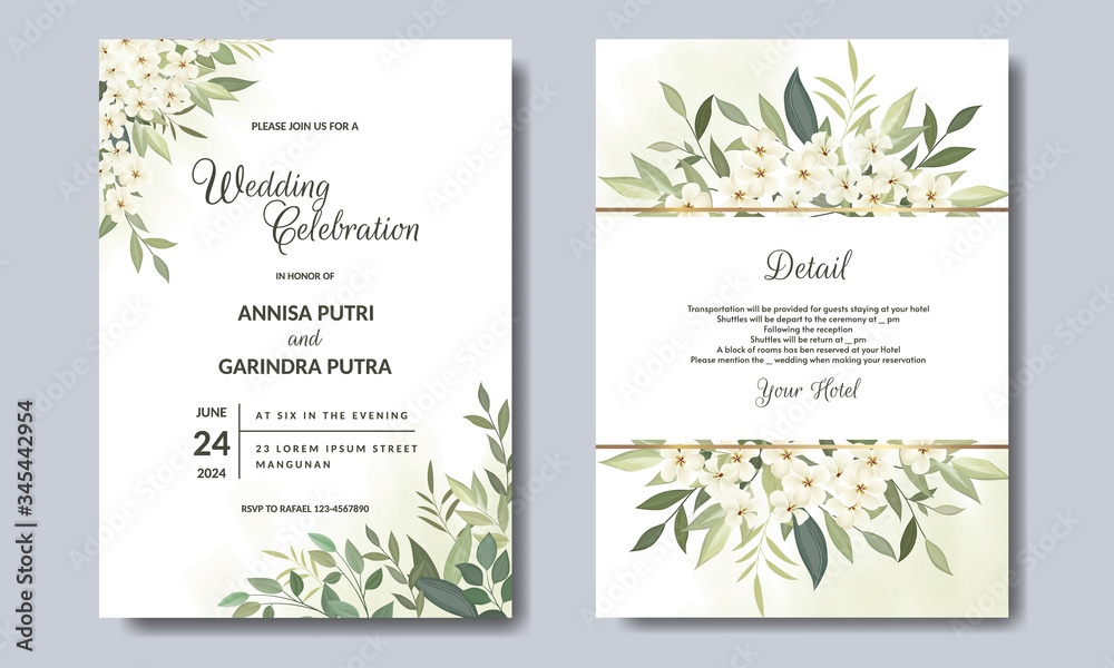 Beautiful floral wreath wedding invitation card template Premium Vector ...