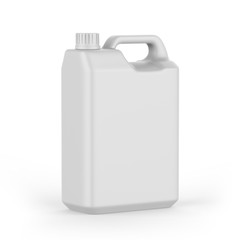 Blank  Plastic JerryCan With Handle On White Background For Branding And Mock up, 3d Render Illustration,