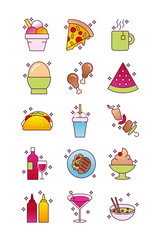 Sticker - bundle of nutritive food set icons