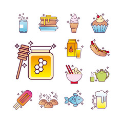 Wall Mural - bundle of nutritive food set icons