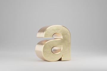 Wall Mural - Gold 3d letter A lowercase. Golden letter isolated on white background. 3d rendered font character.