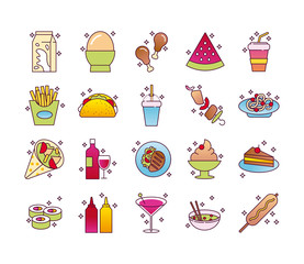 Wall Mural - bundle of nutritive food set icons