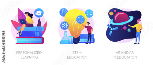 Cuadros en Lienzo Personal studying program, academic system, futuristic technology icons set