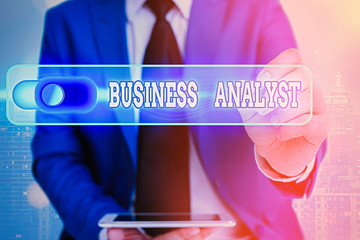 Fototapete - Writing note showing Business Analyst. Business concept for someone who analyzes big organization or website domain