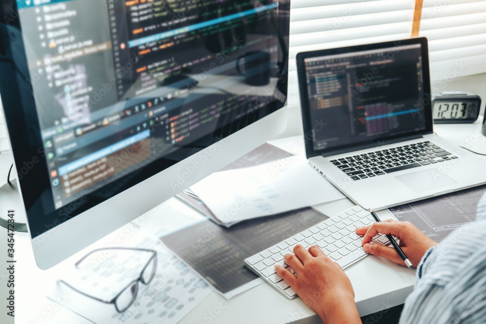 Developing programmer Development Website design and coding technologies working at home