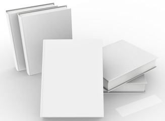 Poster - template empty book mockup set white background , 3d rendering