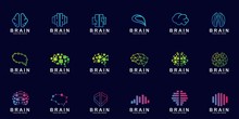 Set Of Brain Logo Creative Design