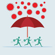 © Vector VA - Red umbrella protecting merchants immune novel coronavirus covid-19 pneumonia infection