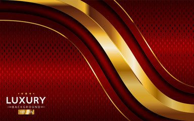 Wall Mural - luxury red and golden lines background design.