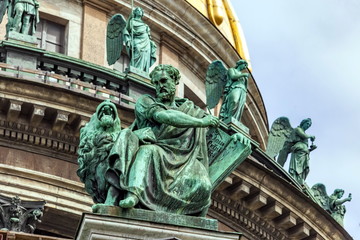 Wall Mural - Copper figure on the building of St. Isaac's Cathedral of St. Petersburg Russia