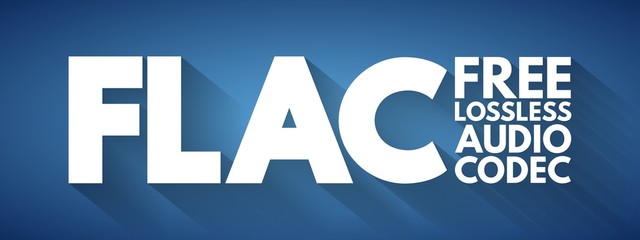 Poster - FLAC - Free Lossless Audio Codec acronym, technology concept background