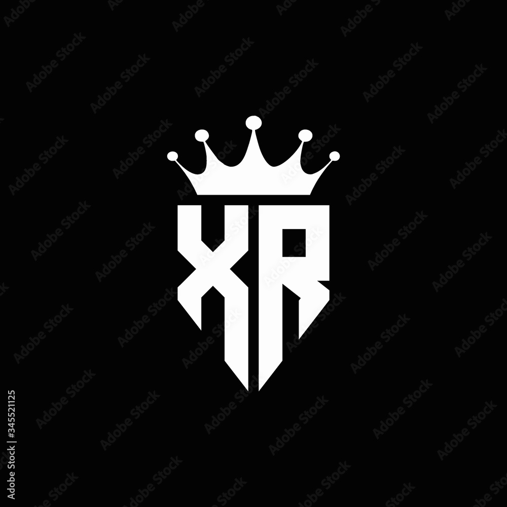 XR logo monogram emblem style with crown shape design template Stock ...