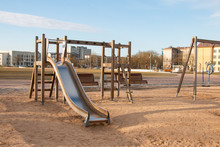 On A Sunny Day An Empty Playground Due To A Pandemic