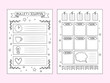 Bullet journal pages. Vector design templates of hand drawn notes and dividers frames organizer or planner. Bullet journal, notebook diary with wish and target illustration