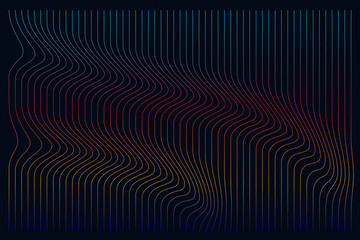 Poster - abstract color line of future science tech wavy on black background. illustration vector eps10