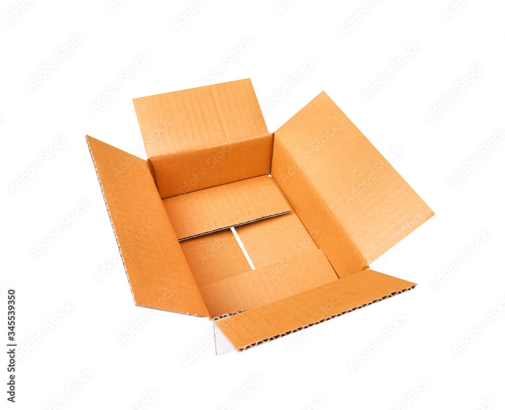 Empty cardboard box open isolated on white background , clipping path ...
