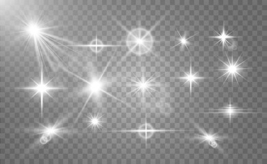 a set of bright beautiful stars. light effect. bright star. beautiful light for illustration. christ