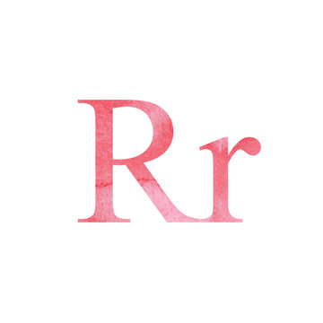 Red watercolor letter R isolated on white background. single element of the alphabet. for design card, invitation poster