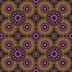 Wall Mural - luxurious seamless ornamental pattern with stylized golden lace,