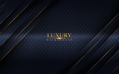 Abstract luxury navy background design with golden lines.