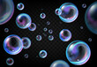 © Vector Tradition - Soap bubbles on transparent background, realistic vector water foam balls with rainbow color reflections. Floating colorful soap bubbles, bath, shower and laundry objects design