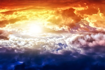 Wall Mural - beautiful heavenly landscape with the sun in the clouds . background god's heaven