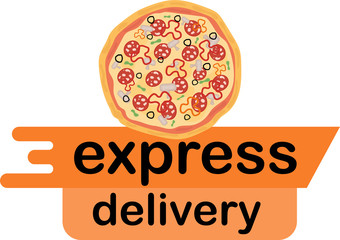 Express delivery. Fast pizza delivery. Online delivery service concept. COVID-19. Quarantine in the city. Coronavirus epidemic. Stay home. Vector illustration isolated on white background 