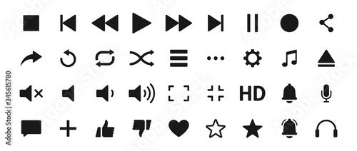 Dekoracja na wymiar  zestaw-ikon-odtwarzacza-multimedialnego-muzyka-interfejs-kolekcja-przyciskow-odtwarzacza-multimedialnego-wektor
