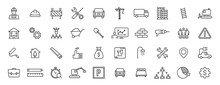 Set Of 40 Construction Web Icons In Line Style. Building, Engineer, Business, Road, Builder, Industry. Vector Illustration.
