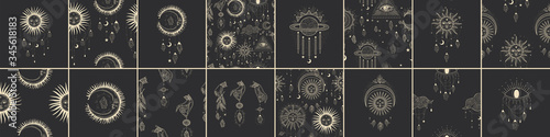 Fotomural Vector illustration set of moon phases