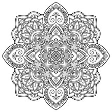 Coloring Page. Antistress Coloring Book For Adults. Mandala. Outline Drawing