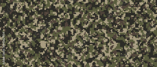 Cuadros en Lienzo Brown, green and black Pixel Camouflage