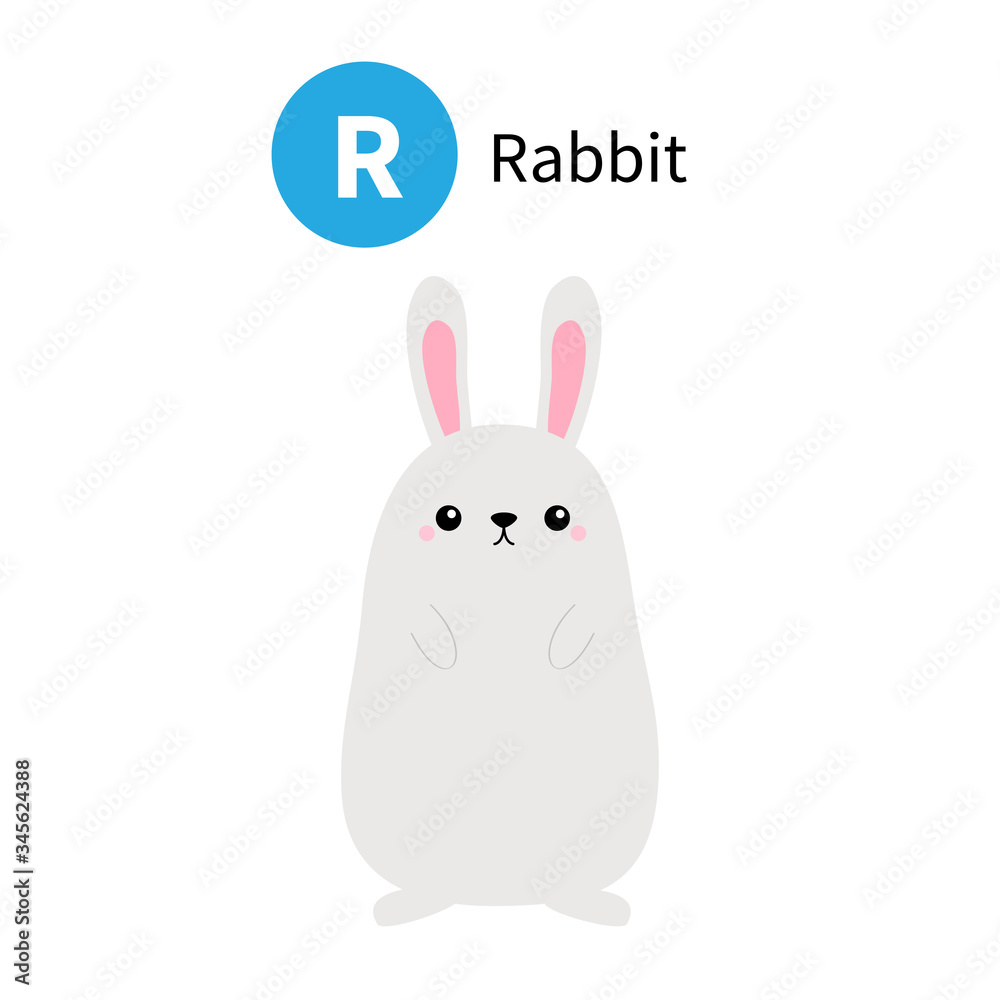 Letter R. Rabbit. Zoo animal alphabet. English abc with cute cartoon ...