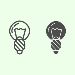 Poster - light bulb line and solid icon. electric illumination halogen lamp outline style pictogram on white 