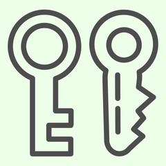 Poster - Key line icon. Two house door keys symbol outline style pictogram on white background. Real estate and construction signs for mobile concept and web design. Vector graphics.
