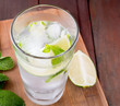 Water Detox. Mineral water with ice, lime and mint.