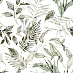 Wall Mural - Seamless watercolor pattern with branches.