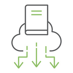 Fototapete - Cloud Library color line icon, education and school, book with cloud sign vector graphics, a linear icon on a white background, eps 10.