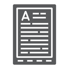 Fototapete - E Book Reader glyph icon, education and school, digital book sign vector graphics, a solid icon on a white background, eps 10.